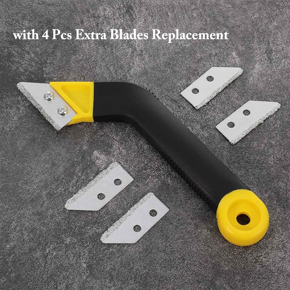 HASTHIP Tile Grout Remover, Angled Grout Tile Scraping Rake Tool + Scraper Tile Grout Saw with 4 Pcs Extra Blades Replacement for Quick Grout Removal Tile Cleaning HASTHIP Tile Grout Remover, Angled Grout Tile Scraping Rake Tool + Scraper Tile Grout Saw with 4 Pcs Extra Blades Replacement for Quick Grout Removal Tile Cleaning